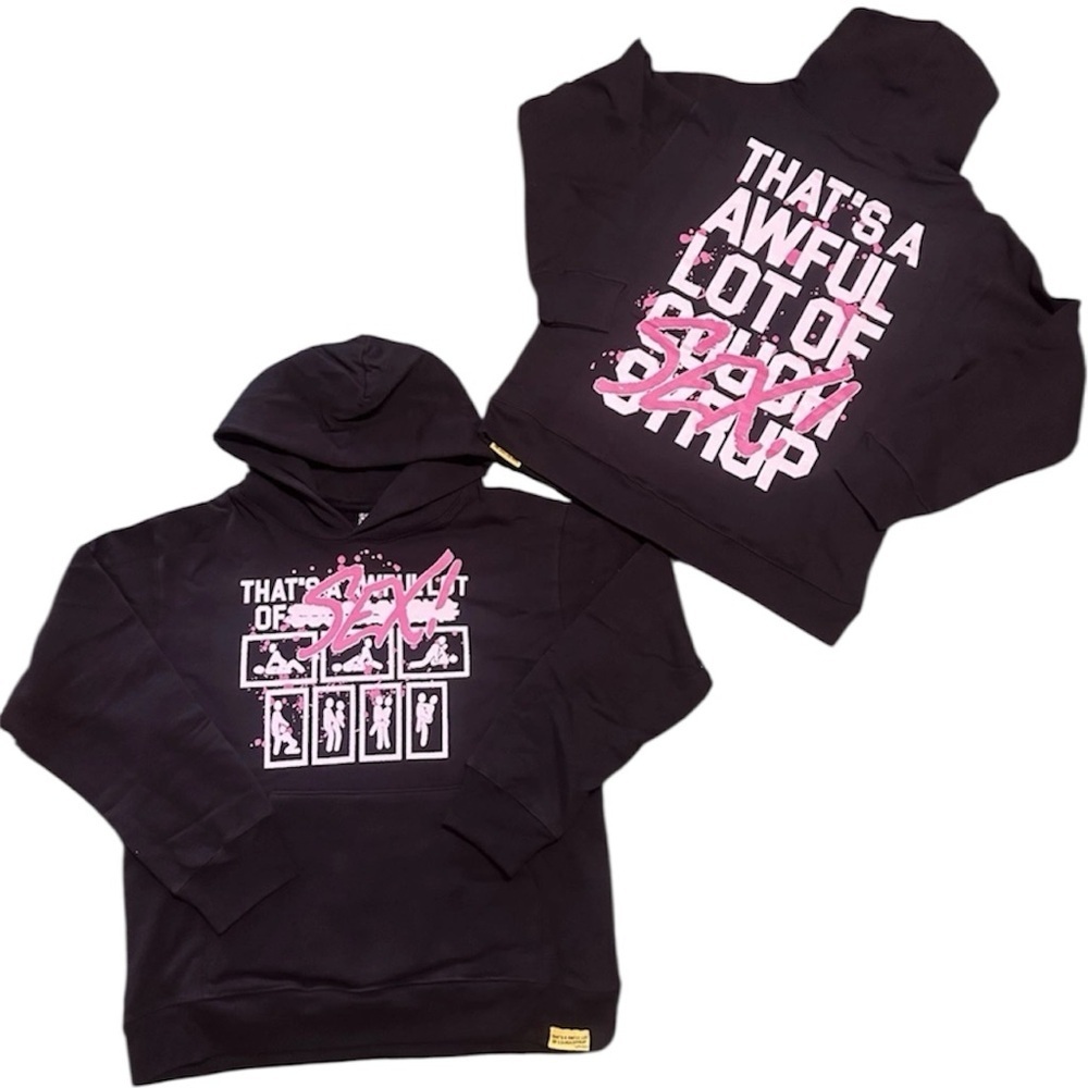 ALOCS “That’s An Awful Lot Of Sex” Hoodie Black Pink L NWT